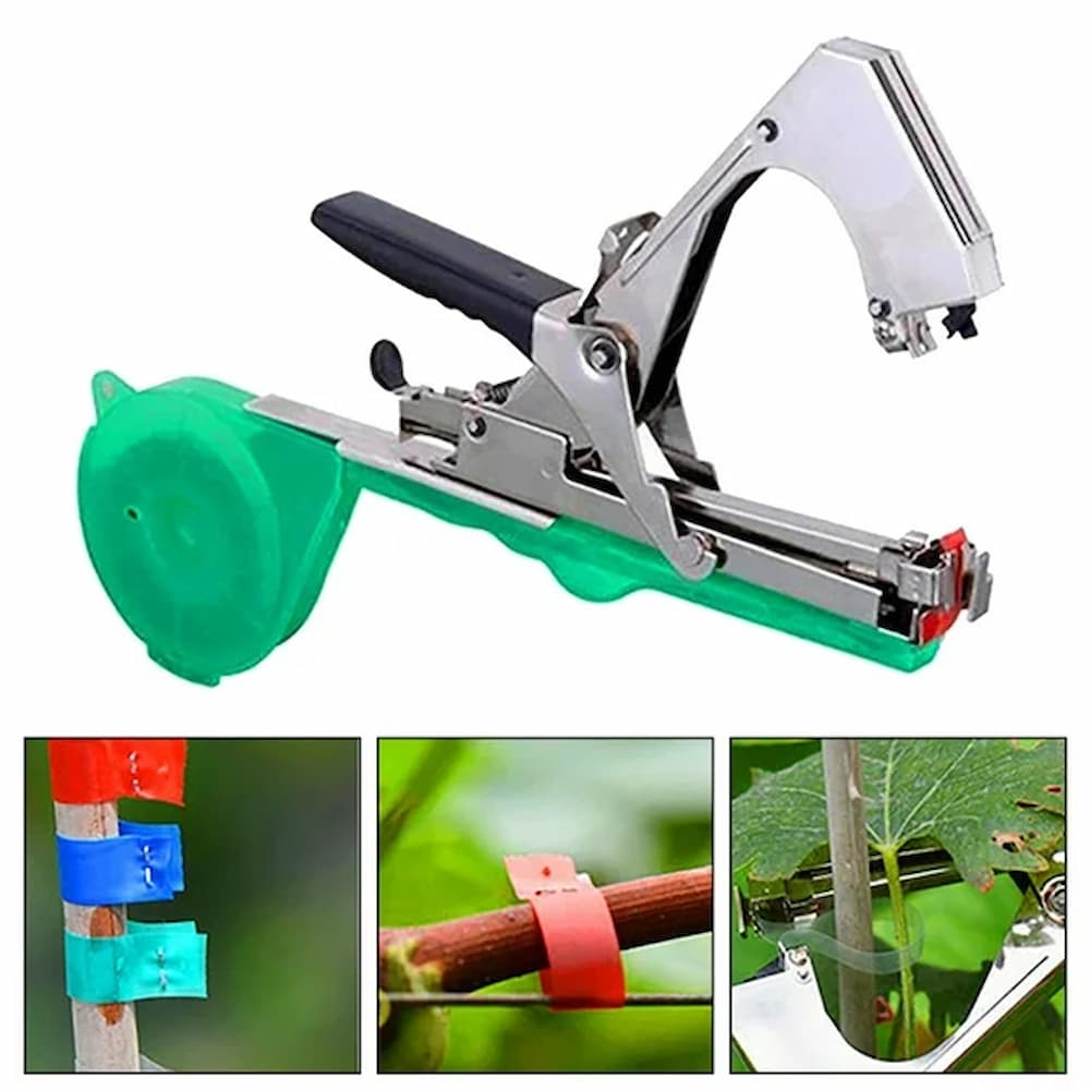 Plant tying device for tomatoes &amp; climbing plants – GrowMasterPro with clamp-and-band system | Secures in seconds | Weatherproof