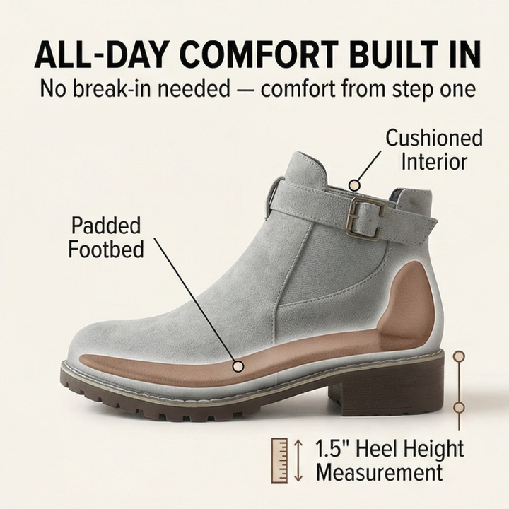 Damen Stiefeletten | Booties in Wildleder-Optik mit Schnalle