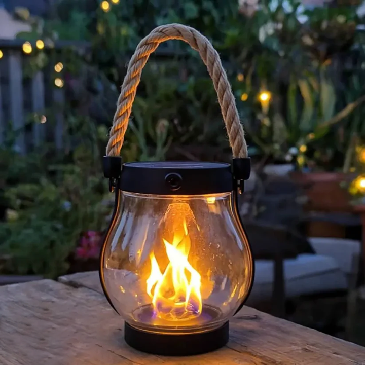 Solar Laterne | Wetterfeste Gartenleuchte mit flackerndem Flammeneffekt