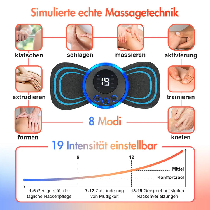 Electric massager | neck &amp; back massage | 15 intensity levels | portable &amp; rechargeable