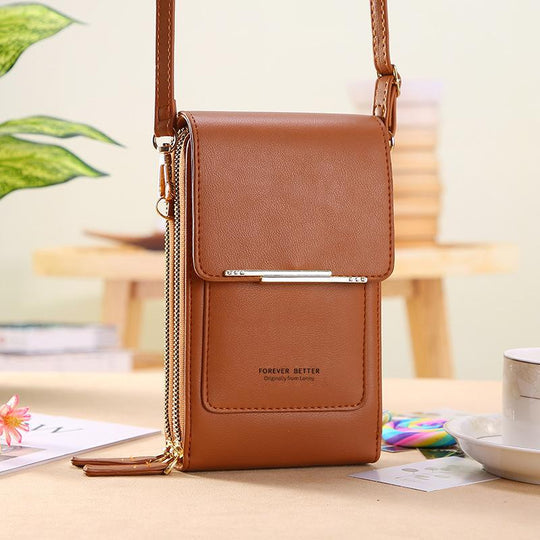 Umhängetasche | Touchscreen Handytasche mit Fenster für Smartphone und Alltag
