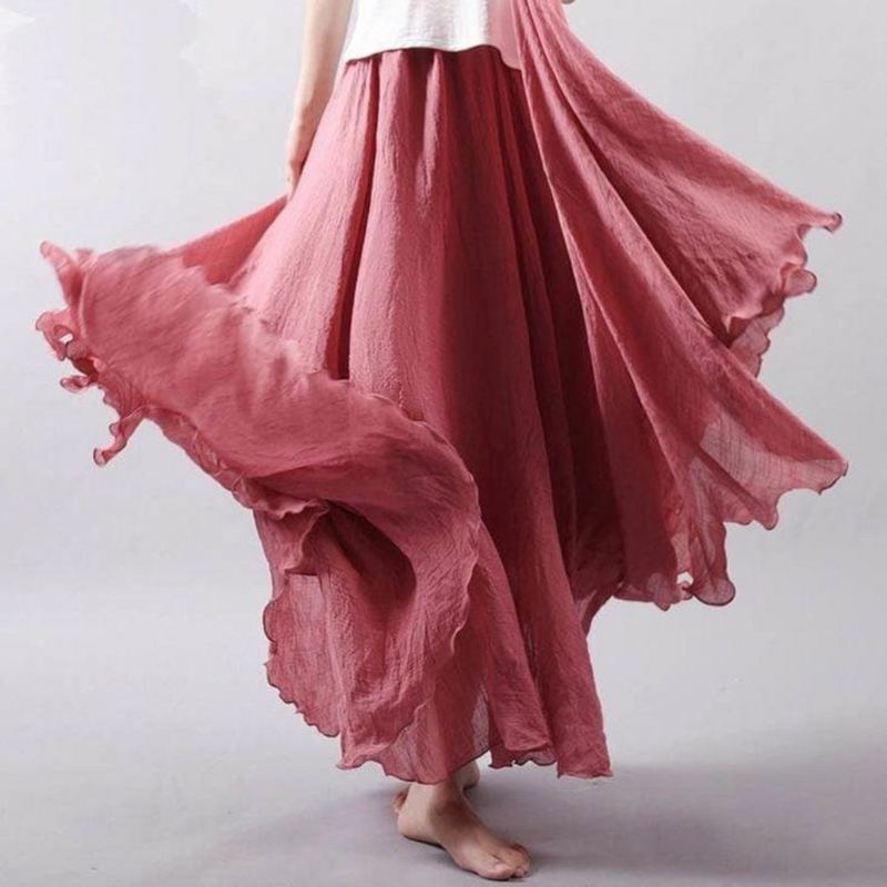 Jupe plissée bohème pour femmes | Lâche et fluide | Taille haute, légère et respirante pour été et loisirs