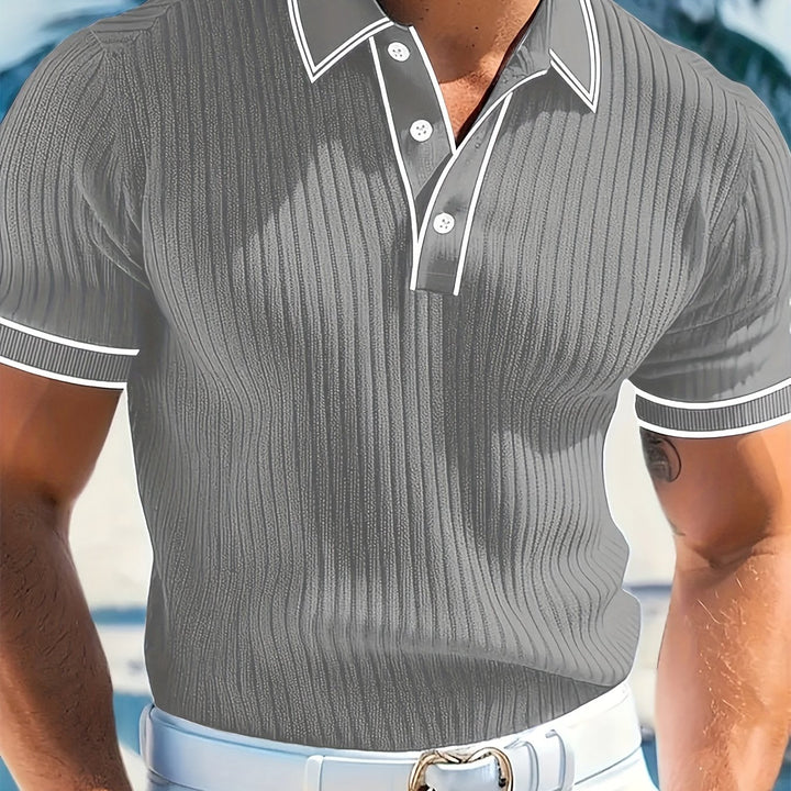 Herren Poloshirt | Kurzarm-Polo mit Knopfleiste, Rippstruktur und regulärer Passform für Sommer, Freizeit und Büro