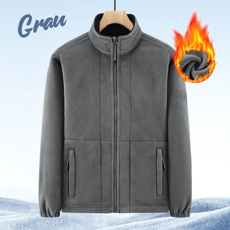 Herren Fleecejacke | Warme Jacke mit doppelseitigem Fleece, Stehkragen und durchgehendem Reißverschluss