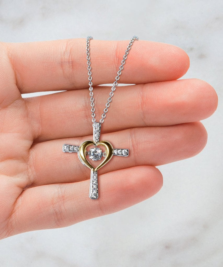 Halskette mit Botschaftskarte | Geschenk für Tochter | Kreuz mit Zirkonia &amp; Geschenkbox