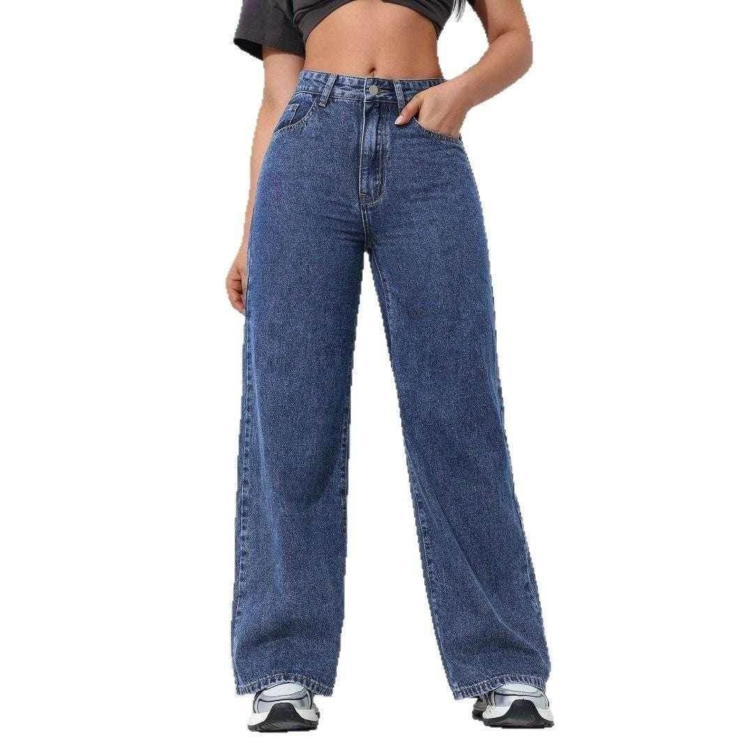 Damen Wide Leg Jeans mit Hoher Taille | Locker Geschnittene Straight Leg Denim Hose | Lässige Freizeit Jeans
