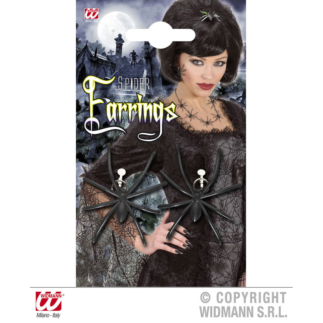 Spinnen Ohrringe Halloween | Schwarze Ohrclips ohne Ohrloch als Accessoire für Hexen-, Spiderlady- und Halloween-Kostüme