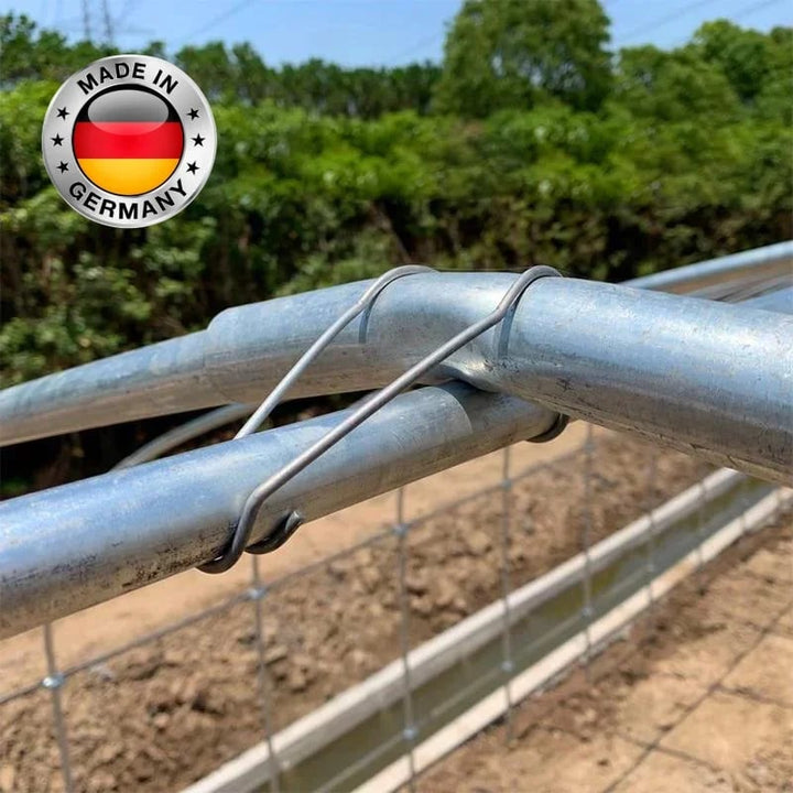 Zaun- &amp; Rohrverbinder Clips aus verzinktem Eisen | Für Gewächshaus, Zaun, Rankhilfe &amp; Spalier | Korrosionsschutz | 11/16/20 mm