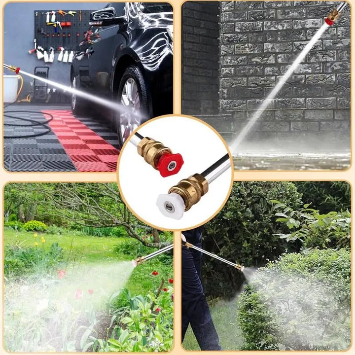 Hydro-Jet Hochdrucklanze für Gartenschlauch 44,5 cm | 2 Düsen: Jet &amp; Fächer | Edelstahl/Kupfer, auslaufsicher, 1/2" &amp; 3/4"