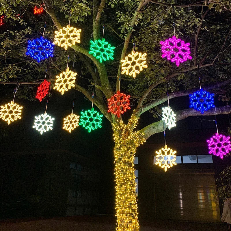 LED Schneeflockenlichter wasserdicht 30 cm | Festliche Winterbeleuchtung mit Schneefall-Effekt in verschiedenen Lichtfarben für außen