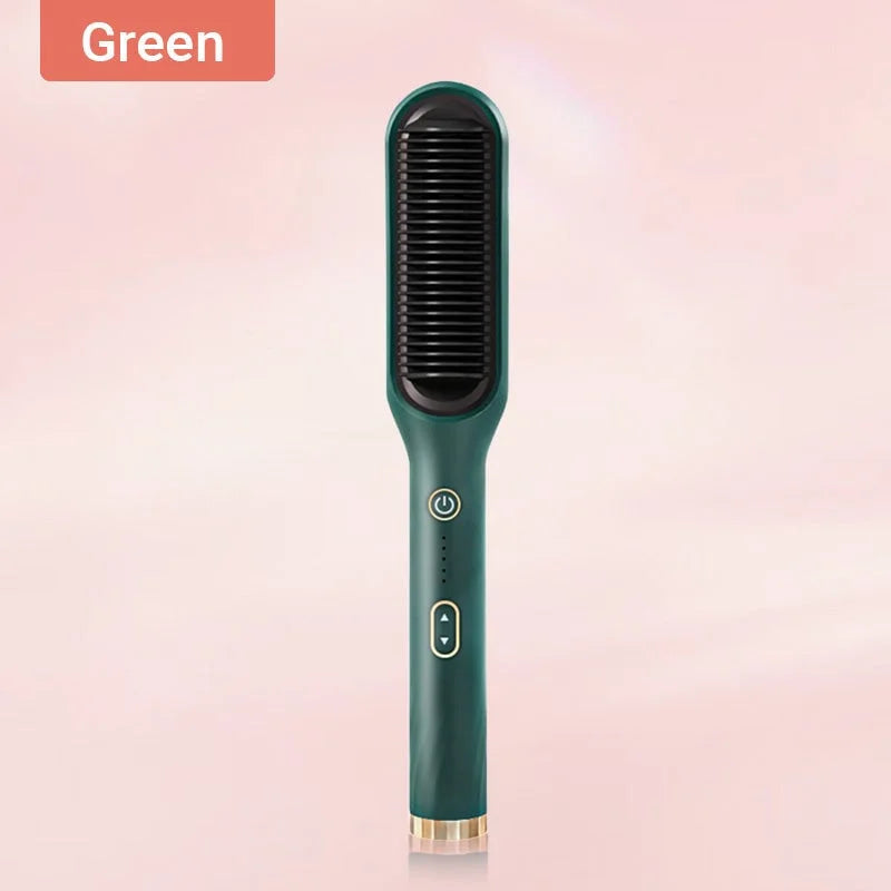 Hair straightening brush with ions | Anti-frizz comb | Quick straightener for all hair types