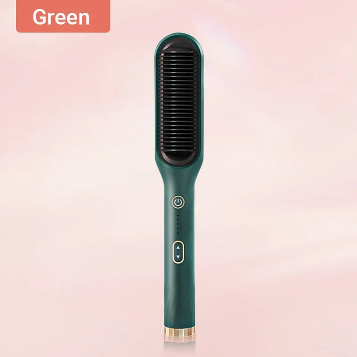 Hair straightening brush with ions | Anti-frizz comb | Quick straightener for all hair types