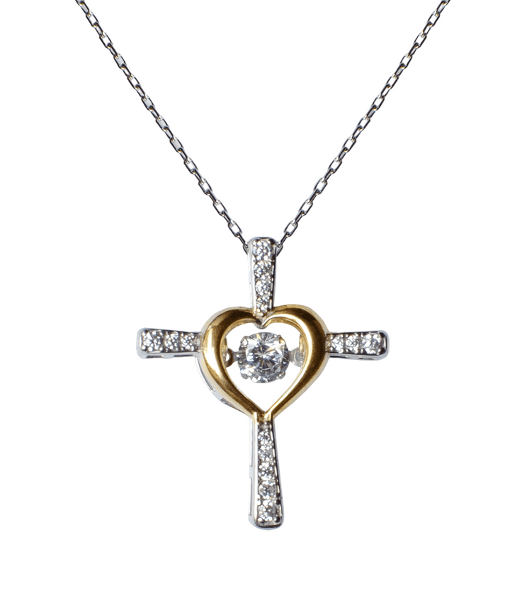 Halskette mit Botschaftskarte | Geschenk für Tochter | Kreuz mit Zirkonia &amp; Geschenkbox