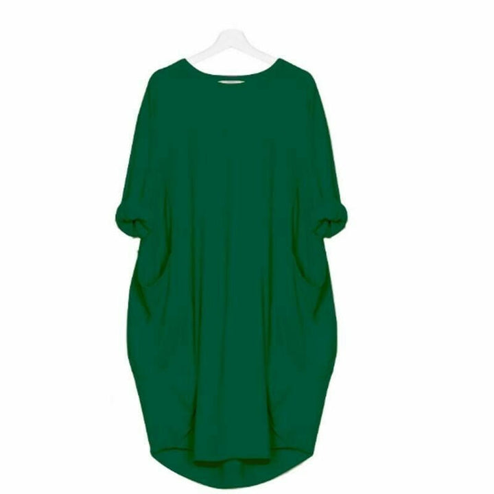 Damen Midikleid mit Lockerer Passform &amp; Rundhalsausschnitt | Luftiges Sommerkleid mit Taschen | Bequem &amp; Vielseitig