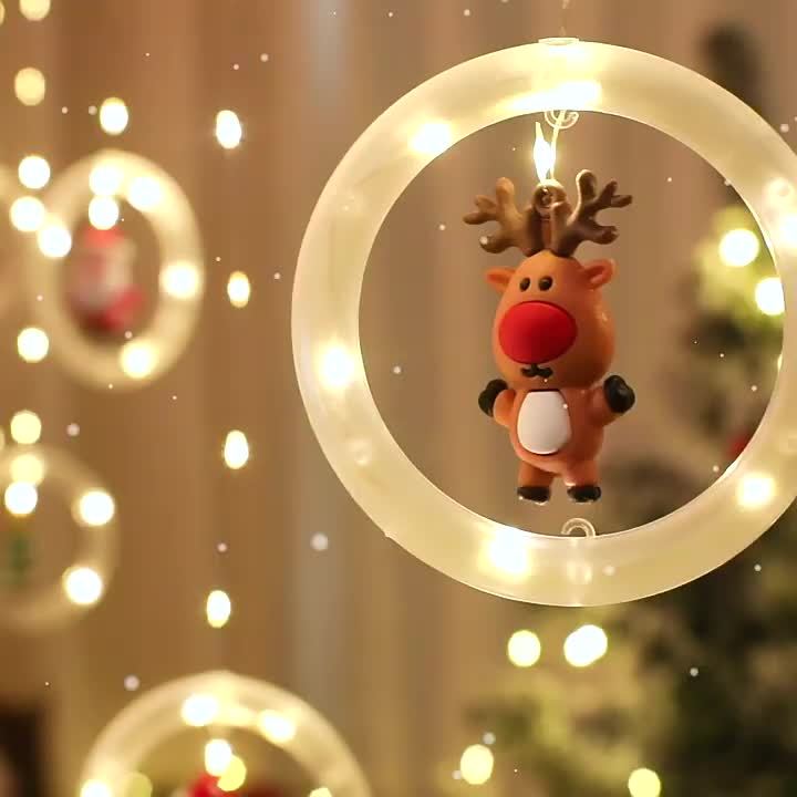 LED Weihnachtslichterkette mit Anhängern | Warmweiße Weihnachtsbeleuchtung mit Weihnachtsmann, Rentier und Schneemann für Innenräume