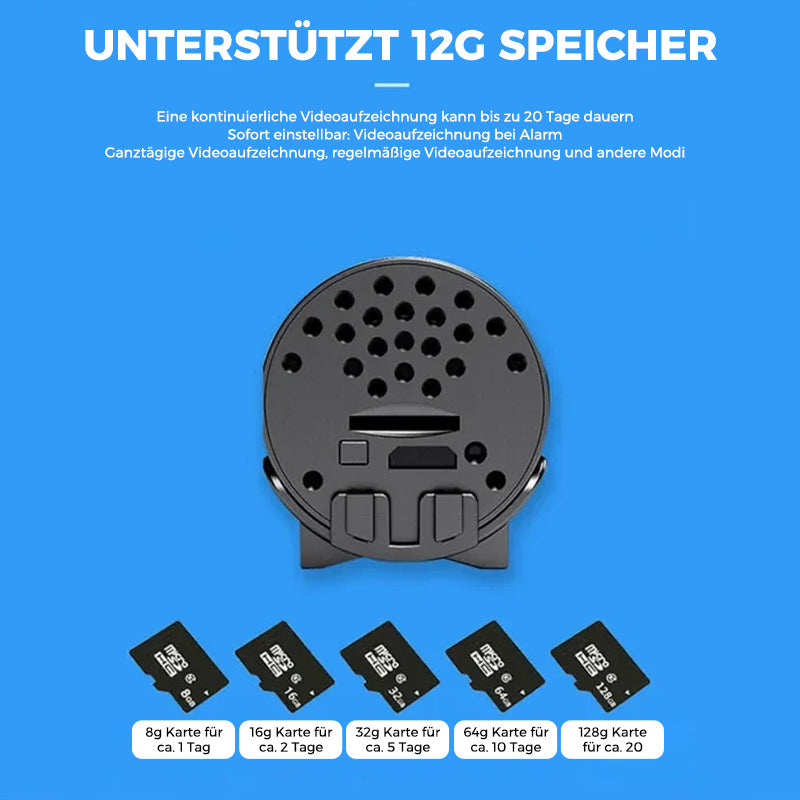 Mini caméra intérieure Wi-Fi 1080p avec vision nocturne | Détection de mouvement &amp; alertes push | Visualisation en direct via app avec audio | microSD 64 Go incluse