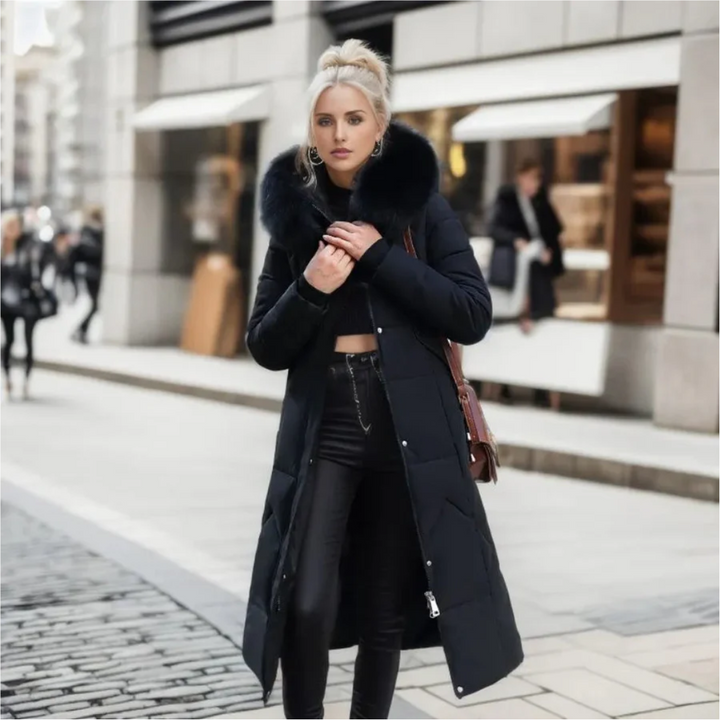 Damen Winterparka lang mit Kapuze | Warm gefütterte Parka Jacke mit verstellbarer Kapuze und großen Taschen für kalte Tage