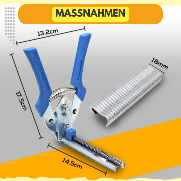 Nagelringzange mit 600 Clips | Käfigzange aus 65Mn-Stahl | Ergonomisches Werkzeug für Draht- &amp; Zaunmontage