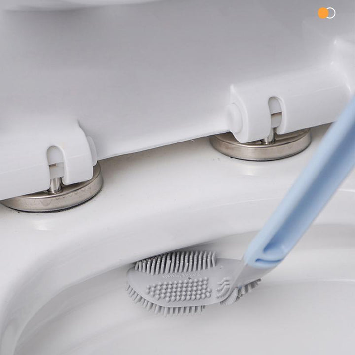 Silikon-Toilettenbürste mit flexiblem Dreieckkopf | WC-Bürste mit selbstklebender Wandhalterung für hygienische Reinigung