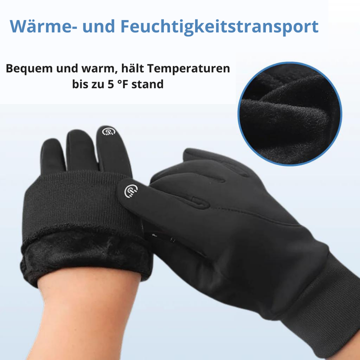 Winterhandschuhe wasserdicht mit Touchscreen | Warm gefütterte Thermohandschuhe mit Windschutz für Alltag und Outdoor
