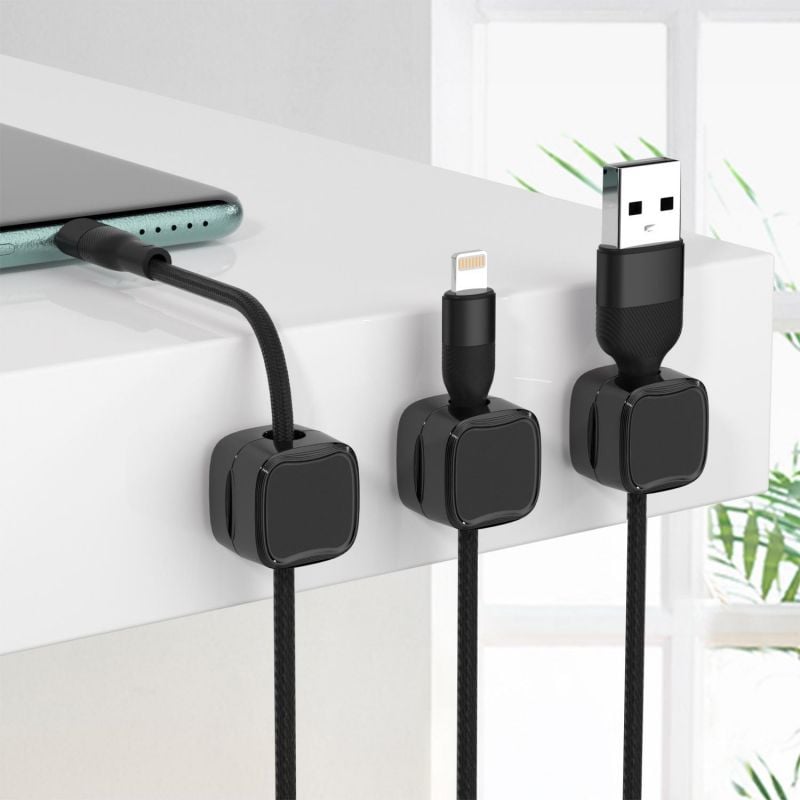 Magnetische Kabelhalter 4er-Set | Für Ladekabel, HDMI- und Stromkabel | Ordnung für Schreibtisch &amp; Wand