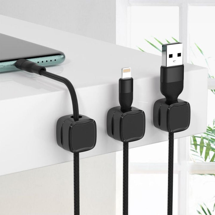 Magnetische Kabelhalter 4er-Set | Für Ladekabel, HDMI- und Stromkabel | Ordnung für Schreibtisch &amp; Wand