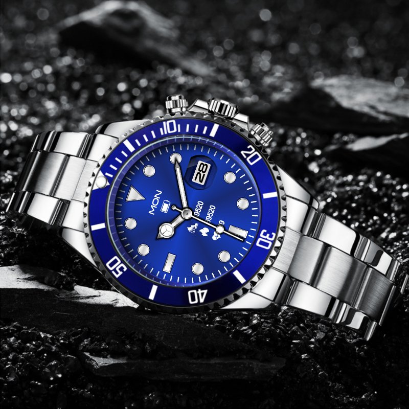 Montre connectée écran HD 1,28 pouce | Lunette rotative &amp; appels Bluetooth | Fréquence cardiaque, sommeil, modes sport, bracelet acier inoxydable