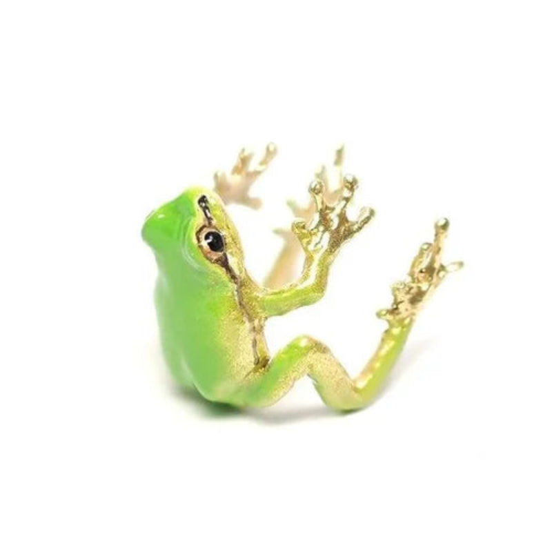 Frosch-Schmuck Set: Ring &amp; Ohrringe | Verstellbarer Ring (US 5–12) | Leicht &amp; naturinspiriert, handgefertigter Look