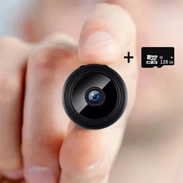 Mini WiFi megfigyelő kamera 1080p HD | Éjjellátó és mozgásérzékelő appos élőképpel | Körbeforgó felvétel, MicroSD max. 128 GB-ig
