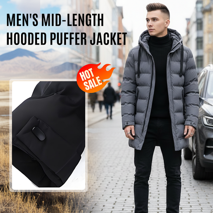 Winter Steppjacke Herren | Winddicht mit Kapuze &amp; verlängerter Passform für kalte Tage