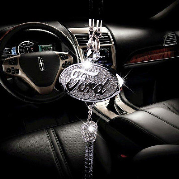 Ciondolo per specchietto retrovisore auto con cristallo | Lega di zinco e strass | Decorazione scintillante con ciondolo profumato, idea regalo