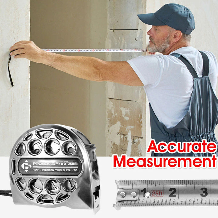Self-cleaning metric tape measure | clog-free in mud, sand &amp; water | automatic locking with smooth reset | precise zero point