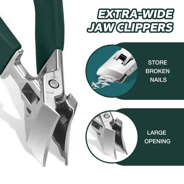 Angled nail clipper with splash guard – PrecisionEdge | wide opening for thick nails | non-slip PVC handle, 3 colors