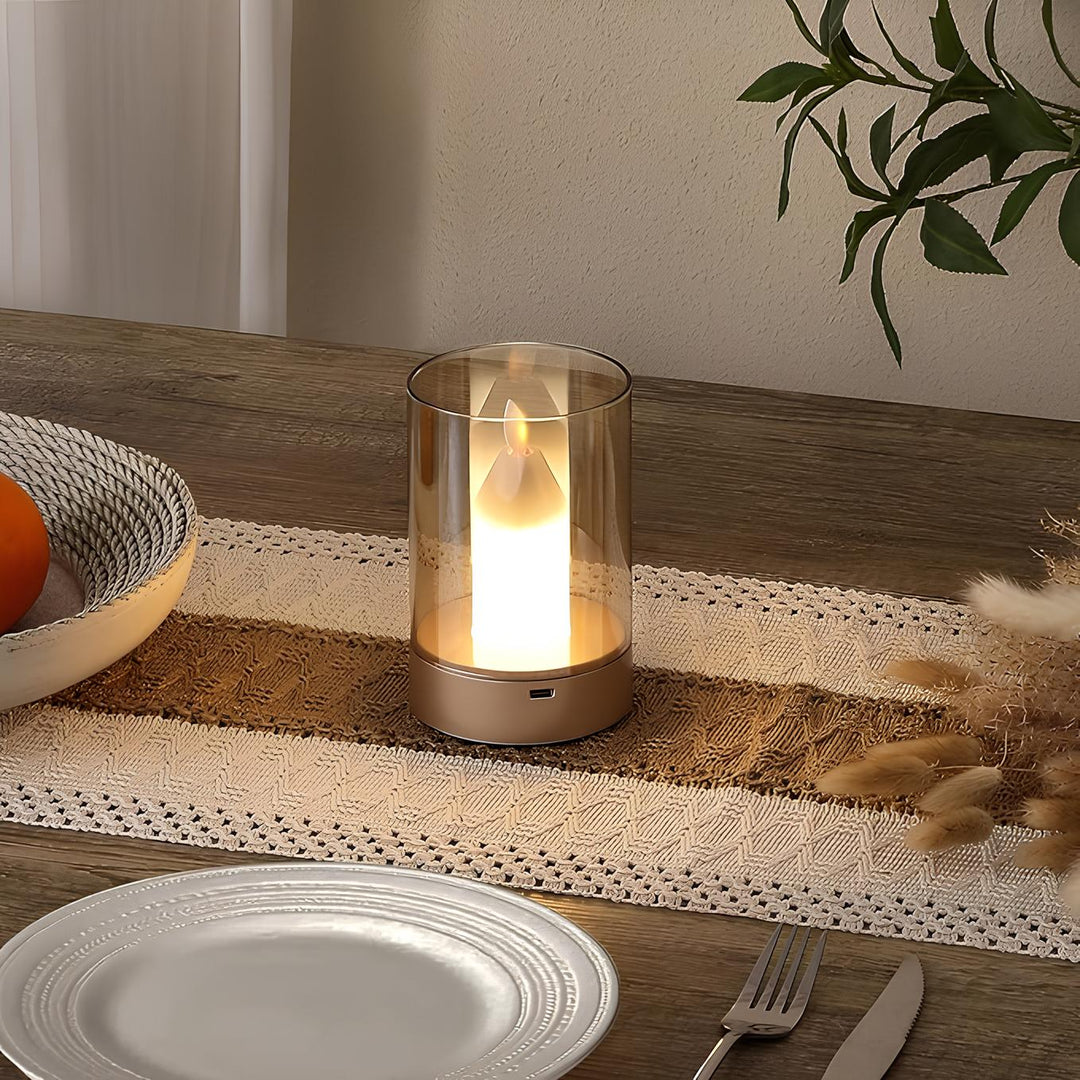 LED Kerzenlampe kabellos mit Gestensteuerung | Dimmbares warmweißes Licht | 6–8 Std. Akkulaufzeit, 8,6 x 13 cm