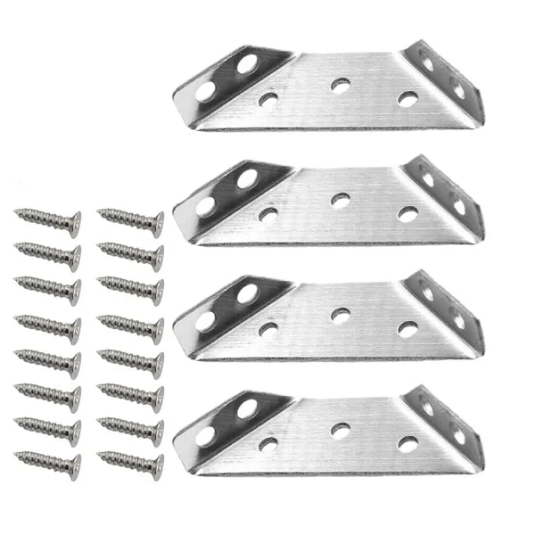 Edelstahl Möbelwinkel zur Verstärkung wackeliger Möbel – IronCoreEdge | Gebürstete Oberfläche, abgerundete Kanten | Universal für Holz &amp; Metall