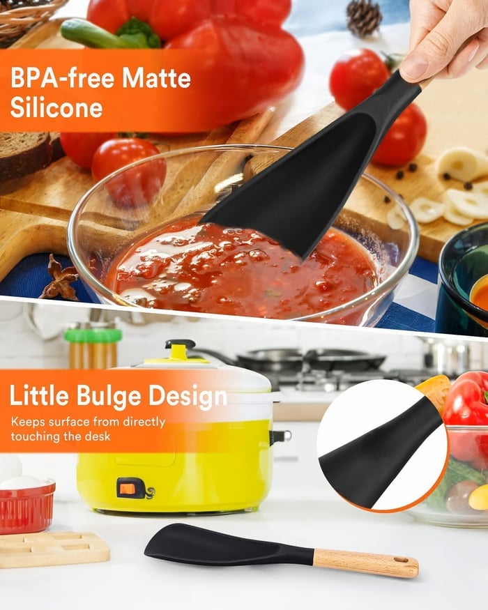 Multifunktionaler Kochlöffel &amp; Pfannenwender | Hitzebeständig bis 230°C, BPA-freies Silikon | Schonend für Antihaft | 29×7 cm