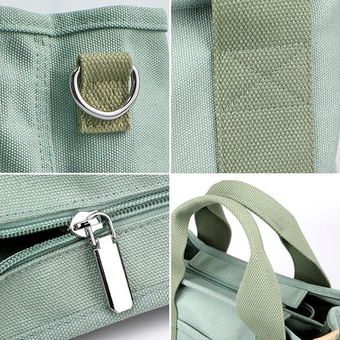 Large canvas organizer bag with compartments &amp; wide straps | Fits 13-inch laptop | Only 400 g, washable | 5 colors