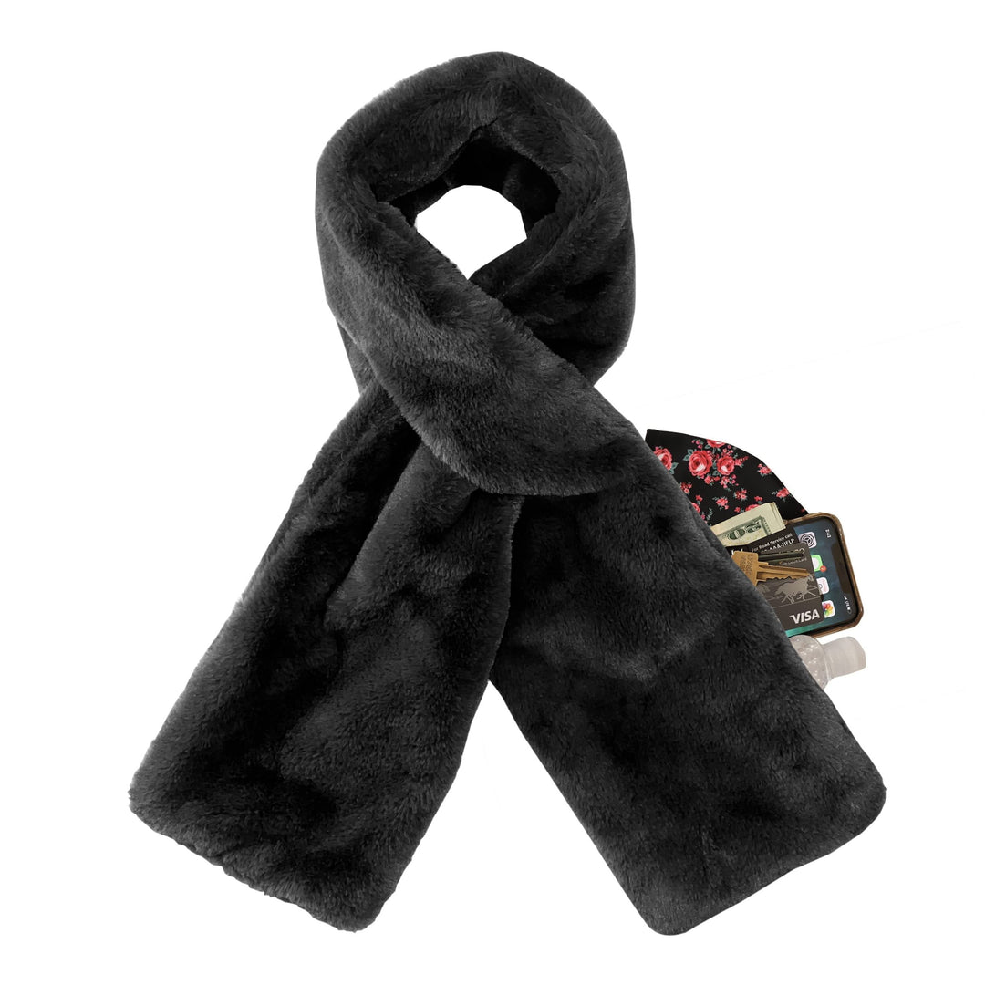 Damen Schal aus Kunstfell mit Verstecktem Reißverschlussfach | Warmer Loop-Schal mit Durchzieh-Design | Stilvoll &amp; Praktisch für Alltag und Reisen