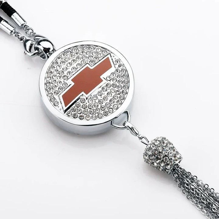 Ciondolo per specchietto retrovisore auto con cristallo | Lega di zinco e strass | Decorazione scintillante con ciondolo profumato, idea regalo