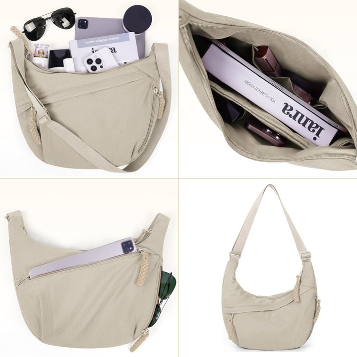 Nylon-Umhängetasche | Leichte Schultertasche mit mehreren Reißverschlussfächern und verstellbarem Schulterriemen