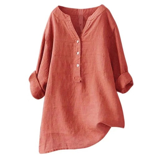 Damen Casualkleid mit V-Ausschnitt &amp; verstellbaren Ärmeln | Lockerer Schnitt | Leichtes Alltagskleid