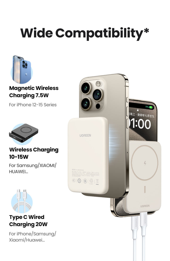 Magnetische Powerbank 10.000 mAh | Kabelloses 20W Schnellladegerät mit USB-C &amp; MagSafe-kompatibel