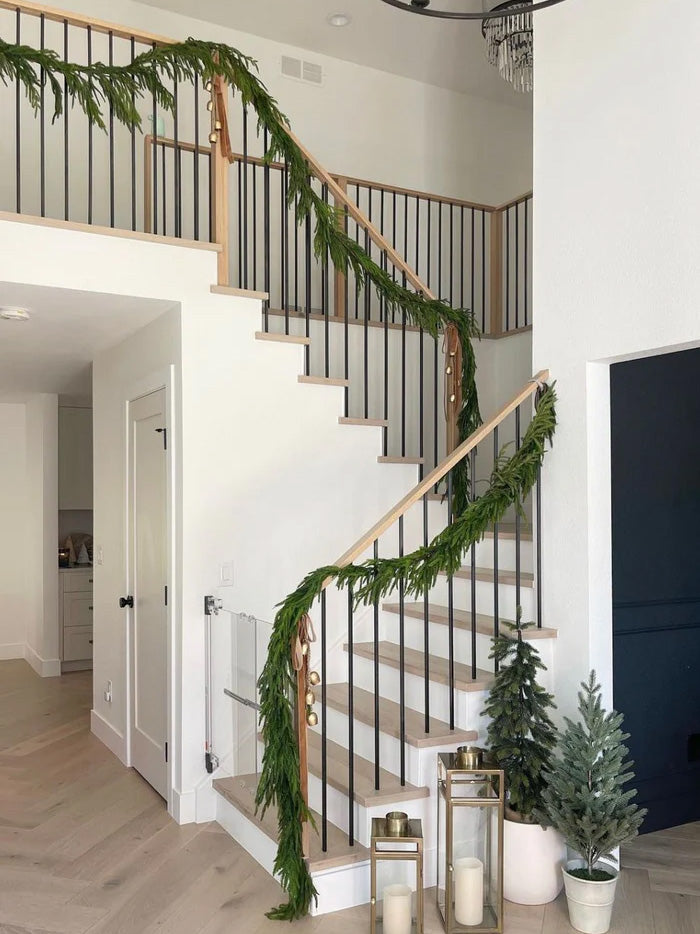 Premium Pine Garland Evergreen &amp; Dense | Realistic Needles, Shapeable &amp; Cuttable | For Door, Staircase &amp; Fireplace, 4–9 ft