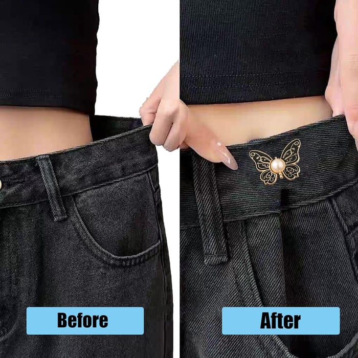 Clip per abbigliamento con design a farfalla per vita e fissaggio bottoni | Senza cuciture, chiusura resistente | Riutilizzabile e antiruggine | 4,1 cm | 7 colori