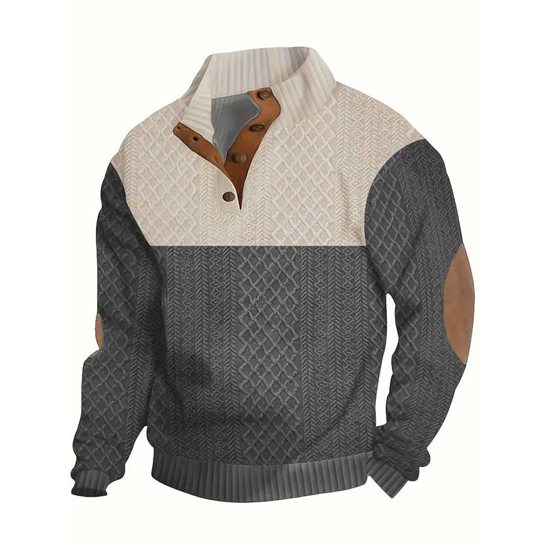 Herren Pullover | Knopfleiste mit Farbblockdesign &amp; lockerer Passform für Alltag und kühle Tage