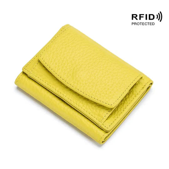 RFID-blocking mini wallet compact | Many card slots + coin pocket with zipper | Hidden compartment | 14 colors