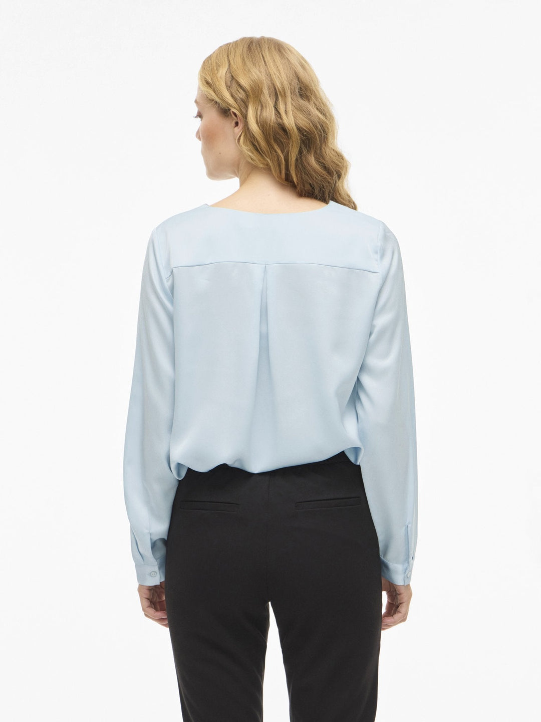 Damen Bluse | Elegante Bluse mit V-Ausschnitt, langen Ärmeln und glänzender Optik