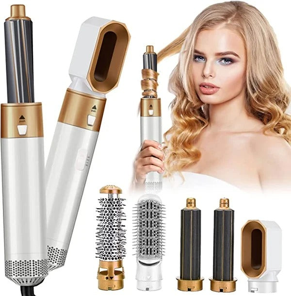 5-in-1 Haartrocknerbürste 1000W mit 5 Aufsätzen | Trocknen, Glätten, Locken &amp; Volumen | 3 Temperaturstufen | Keramik-Beschichtung