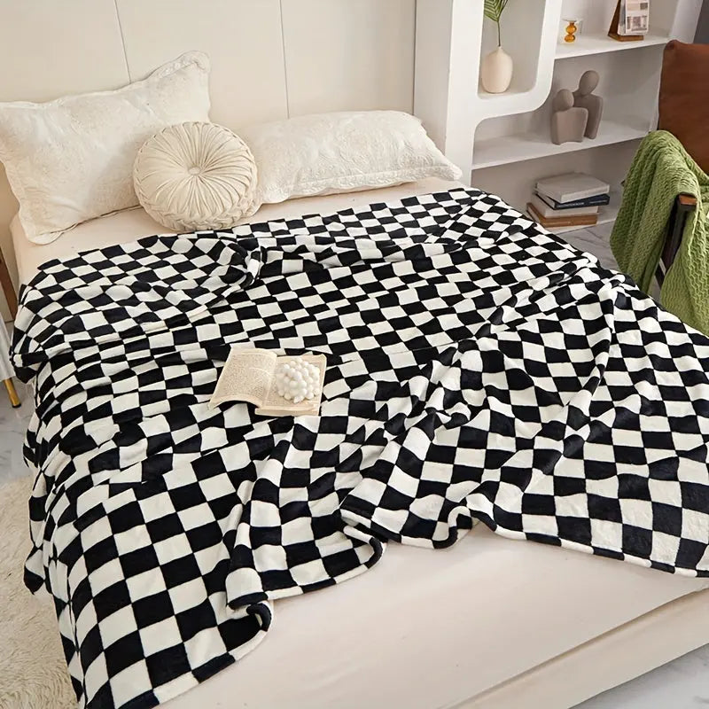 Karierte Kuscheldecke | Weiche warme Karodecke mit dickem Stoff für Sofa, Bett und gemütliche Abende im Schlafzimmer