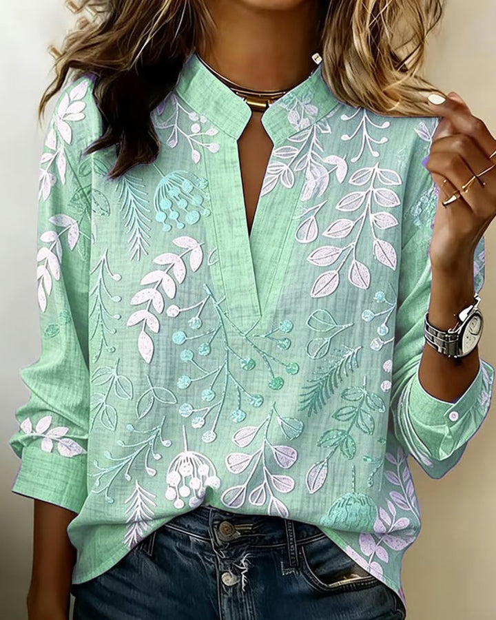 Damen Bluse mit Blumenmuster | Luftige Sommerbluse mit V-Ausschnitt &amp; lockerem Schnitt für Alltag, Freizeit &amp; Urlaub